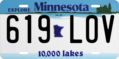 MN license plate 619LOV