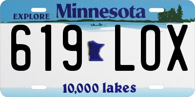 MN license plate 619LOX
