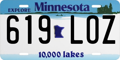 MN license plate 619LOZ