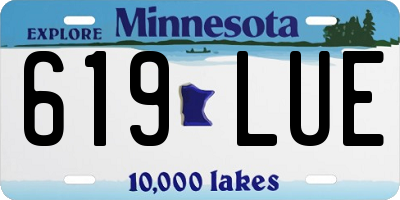 MN license plate 619LUE