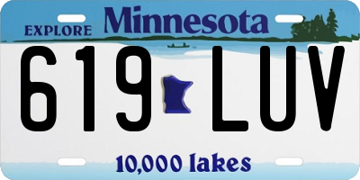 MN license plate 619LUV