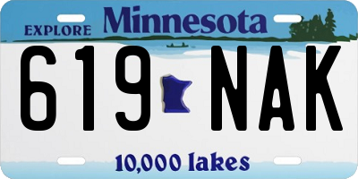 MN license plate 619NAK