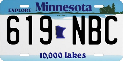 MN license plate 619NBC