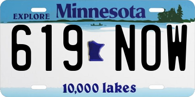 MN license plate 619NOW