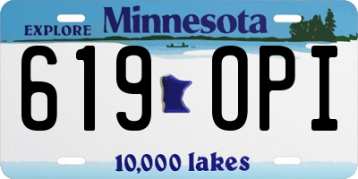 MN license plate 619OPI