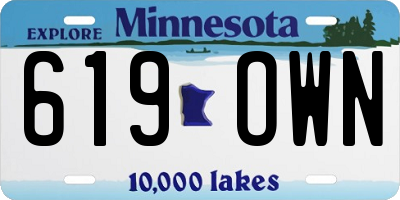 MN license plate 619OWN