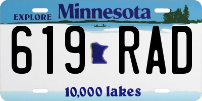 MN license plate 619RAD