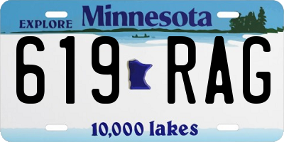 MN license plate 619RAG