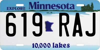 MN license plate 619RAJ