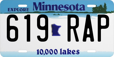 MN license plate 619RAP