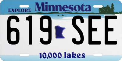 MN license plate 619SEE