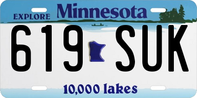 MN license plate 619SUK