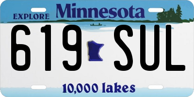 MN license plate 619SUL