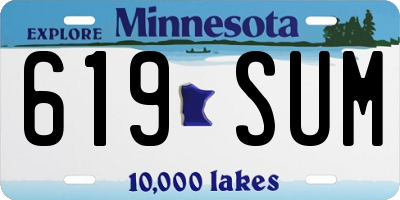 MN license plate 619SUM