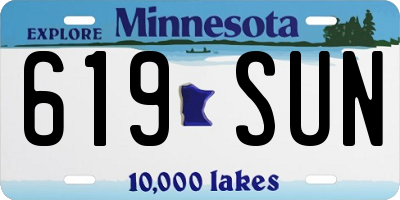 MN license plate 619SUN