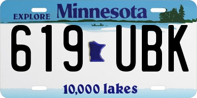 MN license plate 619UBK