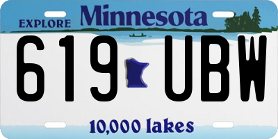 MN license plate 619UBW
