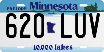 MN license plate 620LUV