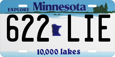MN license plate 622LIE