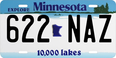 MN license plate 622NAZ