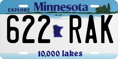 MN license plate 622RAK