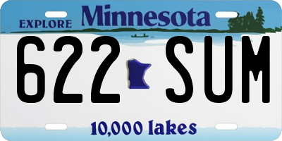 MN license plate 622SUM