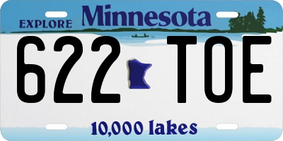 MN license plate 622TOE
