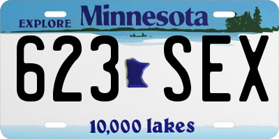 MN license plate 623SEX