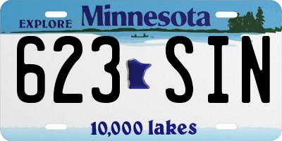 MN license plate 623SIN