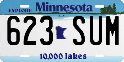 MN license plate 623SUM