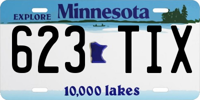MN license plate 623TIX