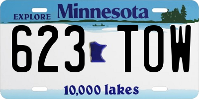 MN license plate 623TOW