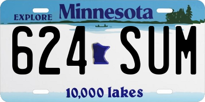 MN license plate 624SUM