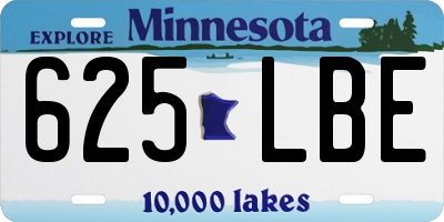 MN license plate 625LBE