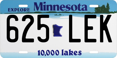 MN license plate 625LEK