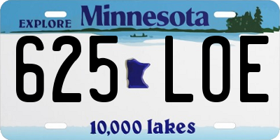MN license plate 625LOE