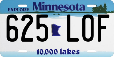 MN license plate 625LOF