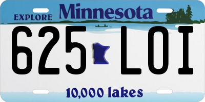 MN license plate 625LOI