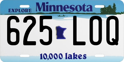 MN license plate 625LOQ