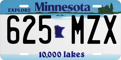 MN license plate 625MZX