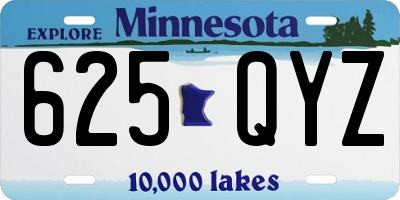 MN license plate 625QYZ
