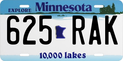 MN license plate 625RAK