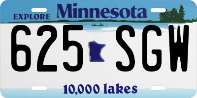 MN license plate 625SGW