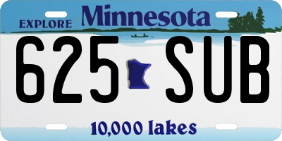 MN license plate 625SUB