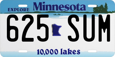MN license plate 625SUM
