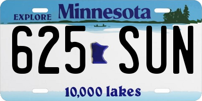 MN license plate 625SUN