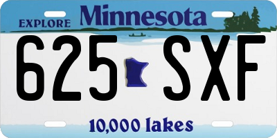 MN license plate 625SXF
