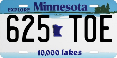 MN license plate 625TOE