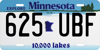 MN license plate 625UBF
