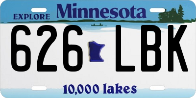 MN license plate 626LBK